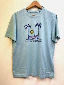 Men’s New Size LARGE Life is Good Every Day is Saturday T Shirt Hammock & Palms - Picture 1 of 3