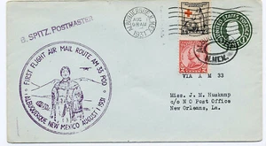 US 1931 First Flight Cover CAM 33 Albuquerque New Mexico Louisiana 33S01 Cachet - Imagen 1 de 2