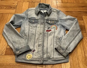 Abercrombie Kids Girls Cute Badges Washed Denim Jacket Age 11/12 - Picture 1 of 4
