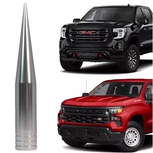 True Spike Silver Antenna for Chevy Silverado 6 Inch Short 2007 and Newer - Picture 1 of 3