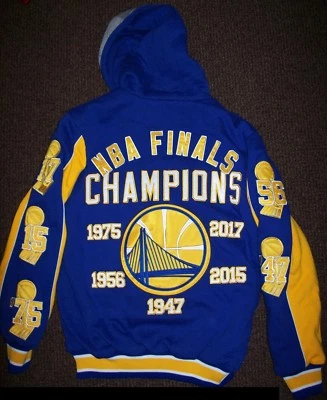 GOLDEN STATE WARRIORS 5 TIME NBA FINALS CHAMPIONSHIP Hooded Jacket LARGE - Image 1 of 4