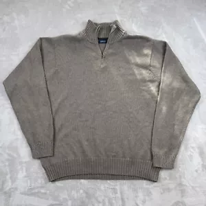 Suéter Tejido Izod Para Hombre L Marrón 1/4 Cremallera Cuello Simulado Pullover Vellón Cresta Logo - Imagen 1 de 6