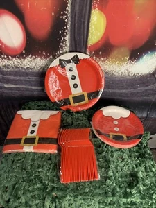 Christmas Party Paper Plates Sets, 96 Pcs. Santa Disposable Holiday Tableware.NI - Picture 1 of 12