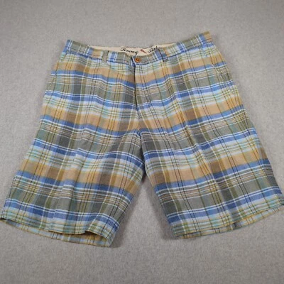 Pantalones Cortos Tommy Bahama Para Hombre 36 (Real 37) Mezcla de Lino a Cuadros Informales Preppy Foto 1 de 4