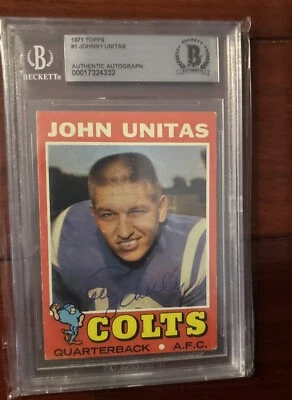 Johnny Unitas Signed 1971 Topps #1 Football Card Colts HOF Autograph Jsa - Image 1 of 4