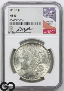 1921-D Morgan Silver Dollar Coin NGC MS 63 ** White Final Year Issue! - Picture 1 of 3