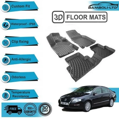 Alfombrilla interior de coche moldeada en 3D para Volkswagen Passat B6 2005-2010 (negro) Foto 1 de 4
