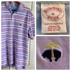 Brooks Brothers Performance Polo Shirt XL Purple Stripe Cotton Original Fit Golf - Picture 1 of 15