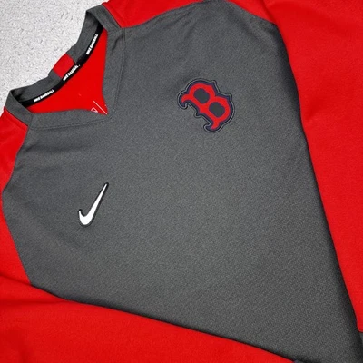 Boston Red Sox Pullover Mens Large Gray Red MLB Baseball Dri-FIT Authentic Nike - Image 1 of 4