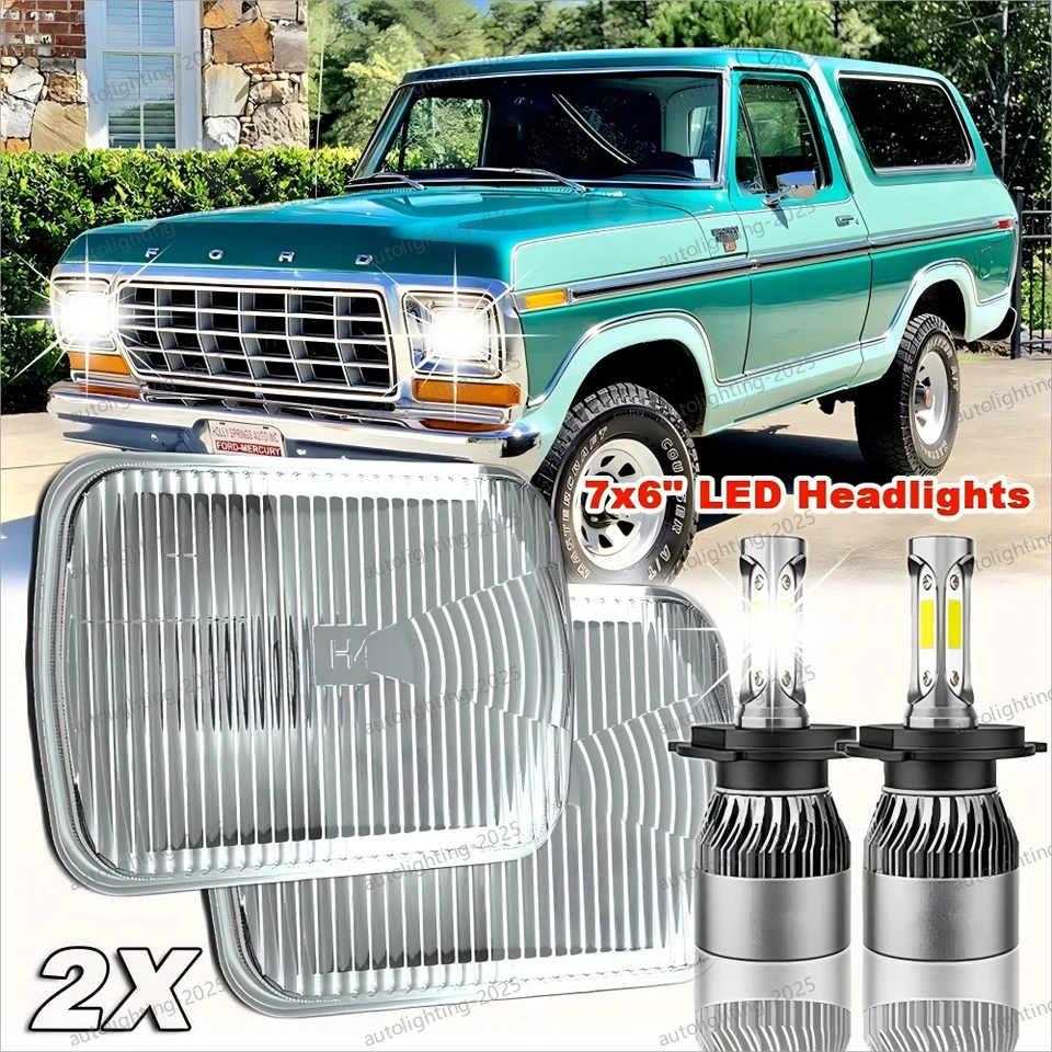 2x Para Ford Bronco 1978-1986 DOT 5x7" 7x6 pulgadas LED Faro Bombilla Alta+Baja Foto 1 de 4