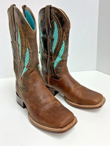 Ariat® Ladies Square Toe Brown & Turquoise Boots 10023146 - Picture 1 of 10