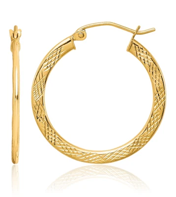 10K Solid Yellow Gold Round Medium Hoop Earrings - Image 1 of 4