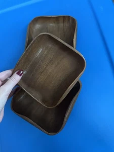 Antiguo juego de 3 cuencos artesanales Monkey Pod Filipinas vintage  - Imagen 1 de 9