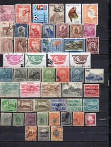 PERU. COLLECTION BUILDER OF 52 ALL DIFFERENT STAMPS. VINTAGE TO MODERN ERA. - Picture 1 of 1