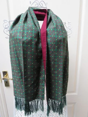 Tootal Vintage Scarf Green Red Geometric Cravat Tassel Mod 60s Scooter Motoring - Image 1 of 4