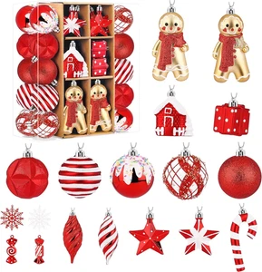 Set Di 65 Palline Di Natale Decorazioni, in Plastica Infrangibile, Decorazione p - Foto 1 di 12