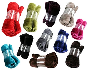 Faux Fur Sofa Throw Over Bed Spread Fleece Blanket - Picture 1 of 9