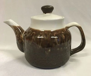 Vintage Teapot dark bronze with white drip glaze made in Korea - Picture 1 of 9