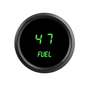 2 1/16" Universal Digital Fuel Gauge Green LEDs Black Bezel Lifetime Warranty - Picture 1 of 6