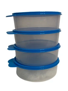 Tupperware große Wunderschüsseln 4 Stück flüssigkeitsdichte Tab Dichtungen blau 3c/700ml - Bild 1 von 6
