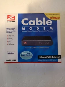 New Zoom Cable Modem Ethernet/USB External Model 5241 Windows Mac Linus Unix - Picture 1 of 2