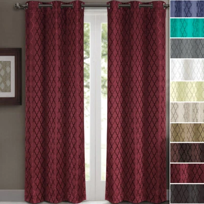 Juego de cortinas jacquard geométricas ventana ojal apagón térmico sauce 2 paneles  Foto 1 de 3