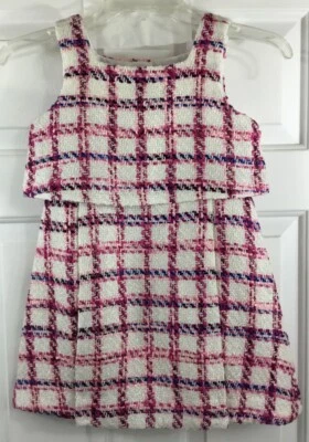 Vestido Janie And Jack Niñas Forrado Sin Mangas Blanco Rosa Azul Marino Cuadros Talla 6 Foto 1 de 4