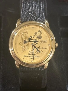 His/Hers Seiko Steamboat Willie Mickey Limited Edition Vintage Uhr 7N00-7A89 - Bild 1 von 7