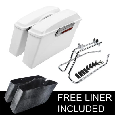 White Hard Saddlebag Conversion Bracket Fit For Harley Softail Fatboy 1986-2017 - Image 1 of 4