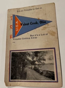 1917 Walnut Creek Ohio Postkarte, Sugarcreek Stornierung, Flagge, Seeblick - Bild 1 von 2