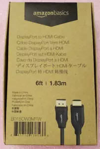 AmazonBasics DisplayPort to HDMI 6ft Cable - New/Sealed - Picture 1 of 4