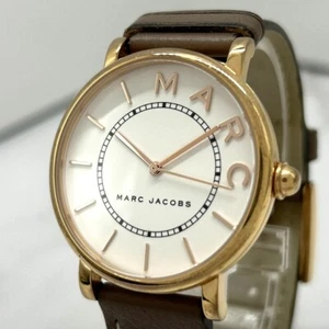 Authentic MARC JACOBS MJ1533 Watch Quartz White Dial Gold Case Brown Leather - Picture 1 of 11
