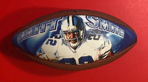 DALLAS COWBOYS EMMITT SMITH Vtg NFL Mini Wilson Football Toy Ball 8.5" Cover