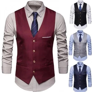 Chalecos De Vestir Ajustados Para Hombre Chaleco Para Traje Para Hombre Chalec. - Picture 1 of 16