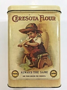 Vintage CERESOTA FLOUR Tin Storage Box Advertising Canister-Farmhouse Decor-NICE - Picture 1 of 9