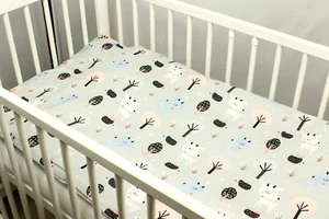 3 pc BEDDING SET BABY 60x120 70x140 cot bed nursery children forest grey deers - Picture 1 of 1