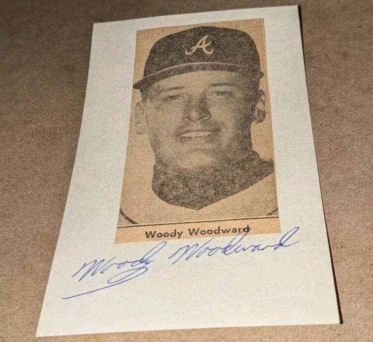 Woody Woodward Atlanta Braves Custom Signed Index Cut W/Our COA  - Image 1 of 1