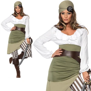 Pirate Shipmate Costume Womens Buccaneer Ladies Halloween Fancy Dress UK 8-18 - Picture 1 of 5