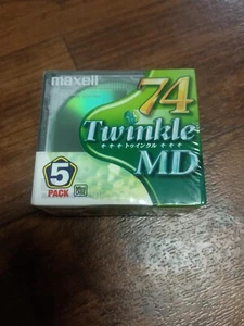 MD   5x    MAXELL TWINKLE GREEN  74  BLANK MINI DISC  Brand New Sealed Five Pack - Picture 1 of 9