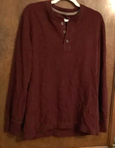 Eddie Bauer Pre-owned Thermal Henley Burgundy~ Men’s M - Picture 1 of 3