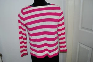JUICY COUTURE Suéter Rosa Blanco a Rayas Peso Ligero Nuevo con Etiquetas $98 Mediano - Imagen 1 de 6