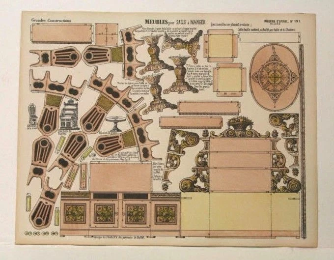 Imagerie D’Epinal Nº191 Meubles Salles & Manger, modelo de papel Grande Construction Foto 1 de 1