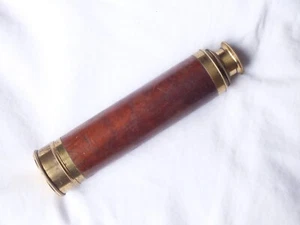 A lovely antique, three draw, vintage brass & mahogany cased telescope. - Picture 1 of 6