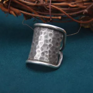 L37 Ring gehämmert Hammermuster Sterling Silber 925 größenverstellbar - Bild 1 von 5