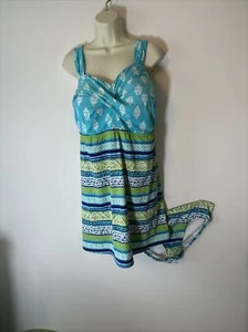 Lands End Two Piece Swimsuit 14 DDD Swim Bikini Bottom 14 Beach Vacation Coastal - Picture 1 of 13
