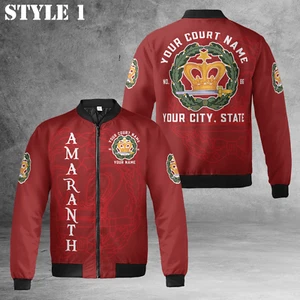 Custom Name Court Order of the Amaranth OES Freemasonry 3D Bomber Jacket S-5XL - Picture 1 of 8