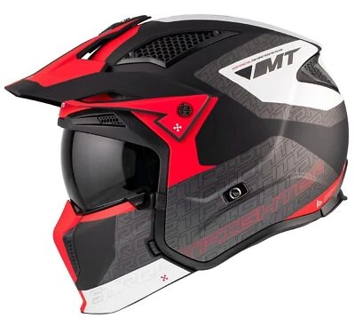 MT STREETFIGHTER FULL FACE OFF ROAD MX MOTORCYCLE CRASH HELMET BLACK RED TOTEM - Image 1 of 4