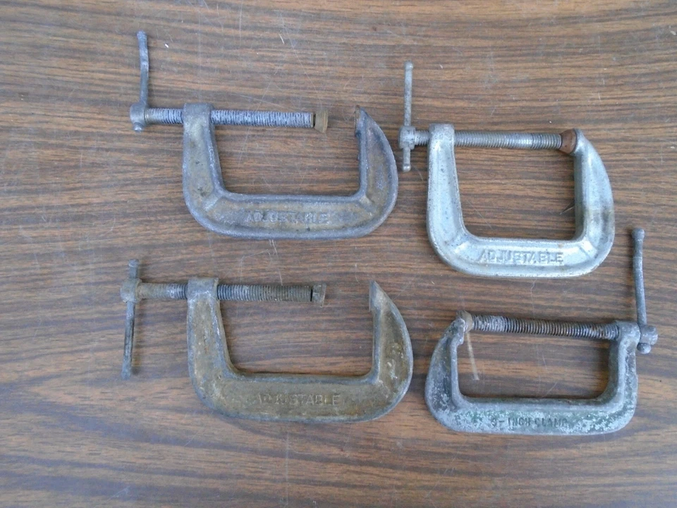 4 Piece Vintage C Clamp Adjustable No 1430 3" X 2 No 1425 2 1/2" Plus USA Made - Image 1 of 4