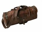 Vintage Men Leather Overnight Luggage Duffle Weekender Round Gym Bag Carry On