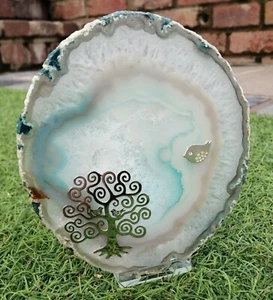 New Gorgeous Bird tree of life Agate Crystal Tea Light,gifts - Picture 1 of 2